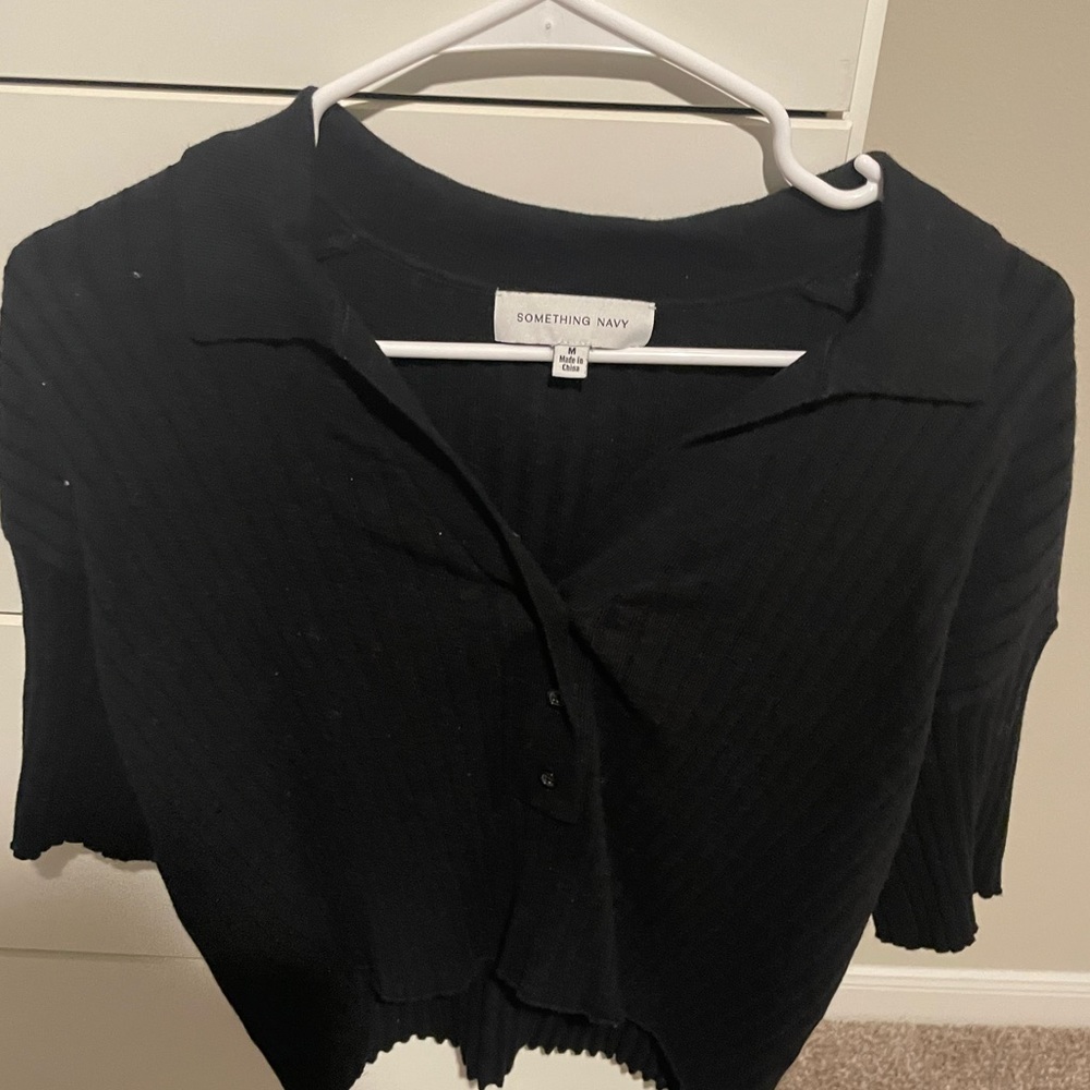 Something Navy Black Crop Sweater